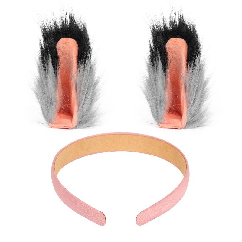 HAOAN Wolf Fox Tail Clip Ears and Gloves Set Halloween Christmas Fancy Party Costume for Women and Man Gray - Image 4